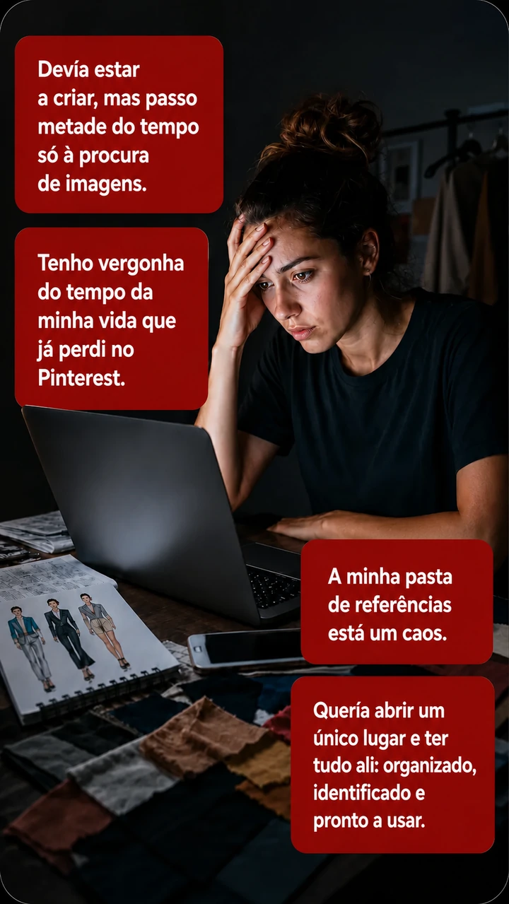 Designer frustrada a procurar referências no Pinterest